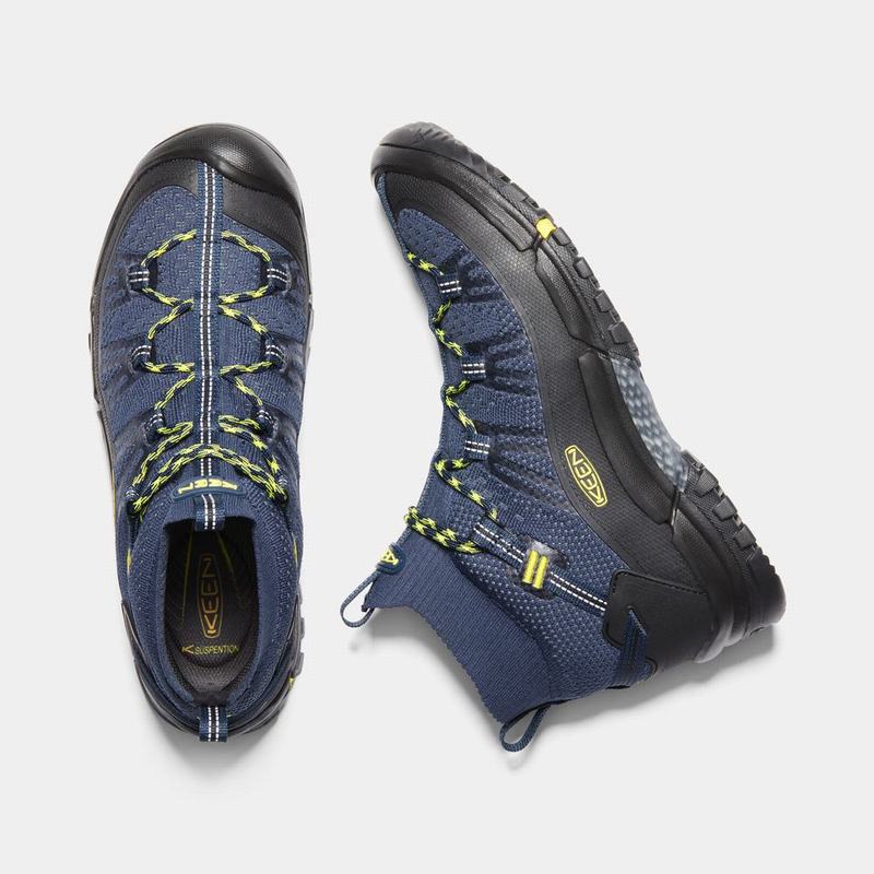 Keen Axis Evo Mid Mens Hiking Boots Blue/Yellow/Black Online Sale (6384-GKQBW)